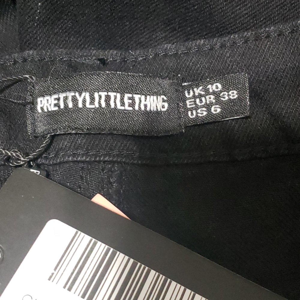 PrettyLittleThing Size 6 Washed Black Crop - Picture 3 of 11